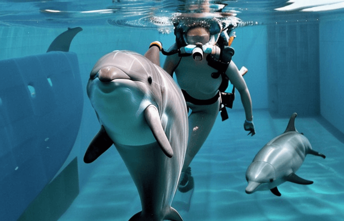 dolphins under water